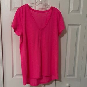 Lilly Pulitzer Hot Pink V-Neck Etta Short Sleeve Top